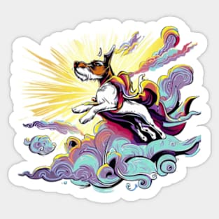 Flying Jack Russell Terrier Cape Art Sticker